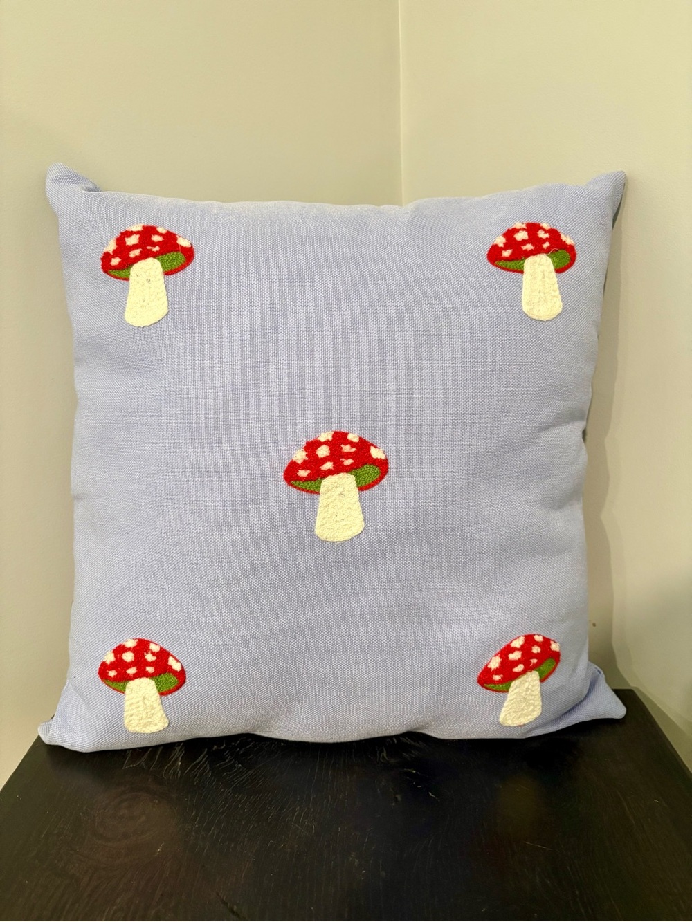 Mushroom Embroidered Decorative Pillow